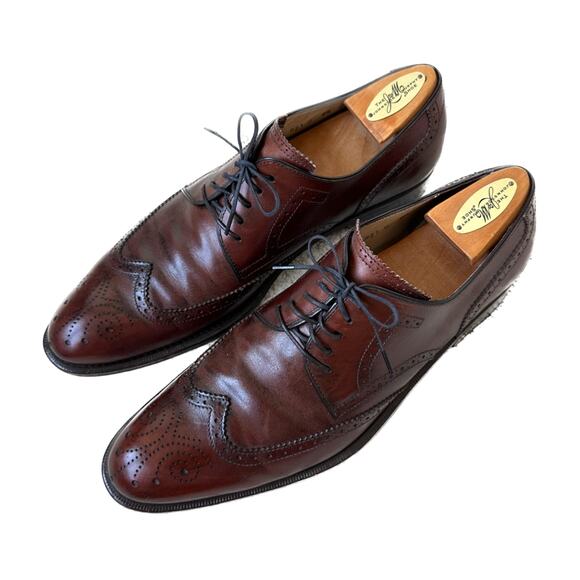 Salvatore Ferragamo Vintage Tramezza Brogue Brown Oxford Chestnut Size 8.5D - Picture 1 of 11